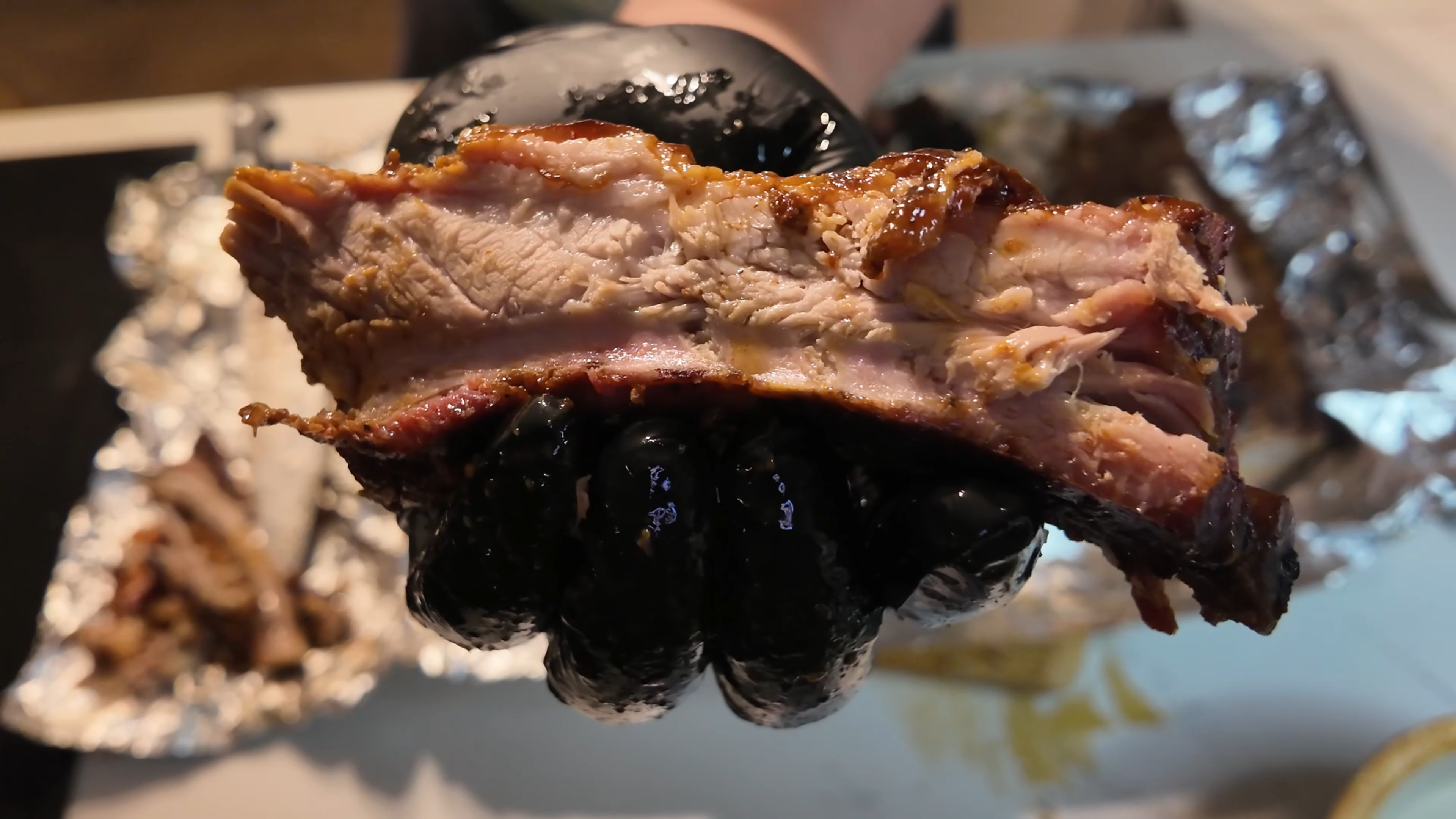 Pulled pork being prepared